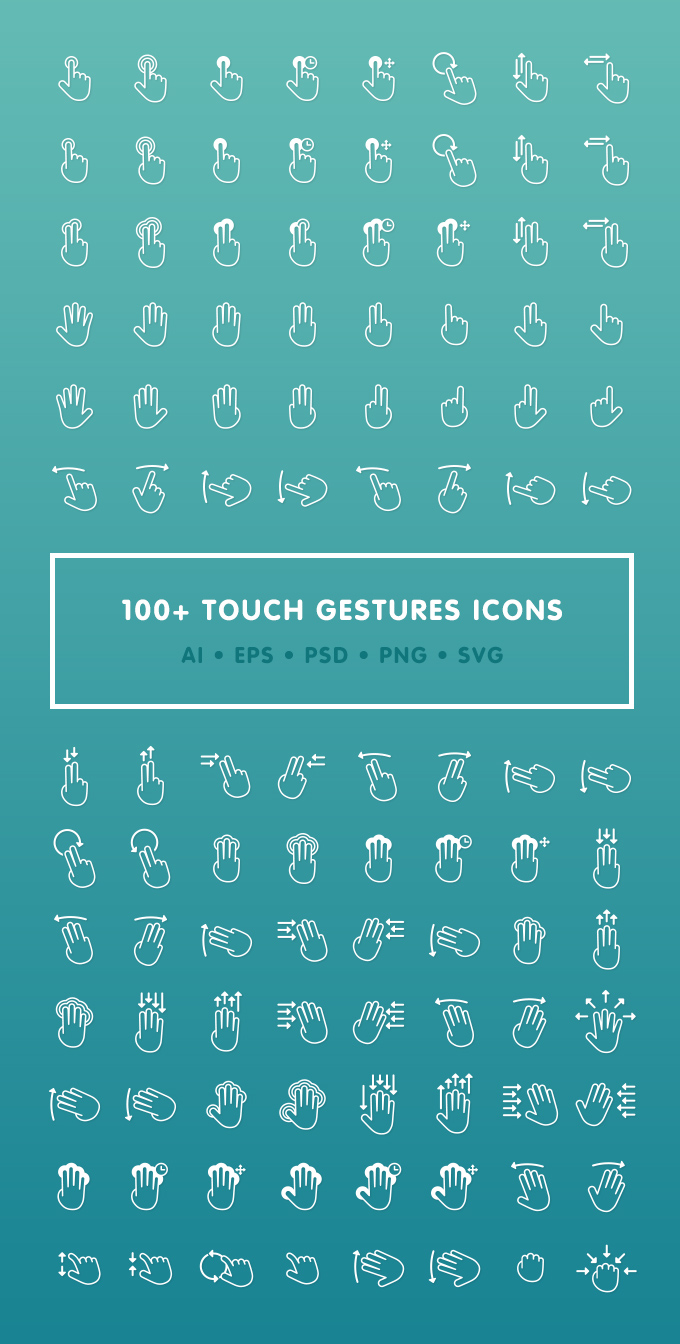 100+ Touch Gestures Icons